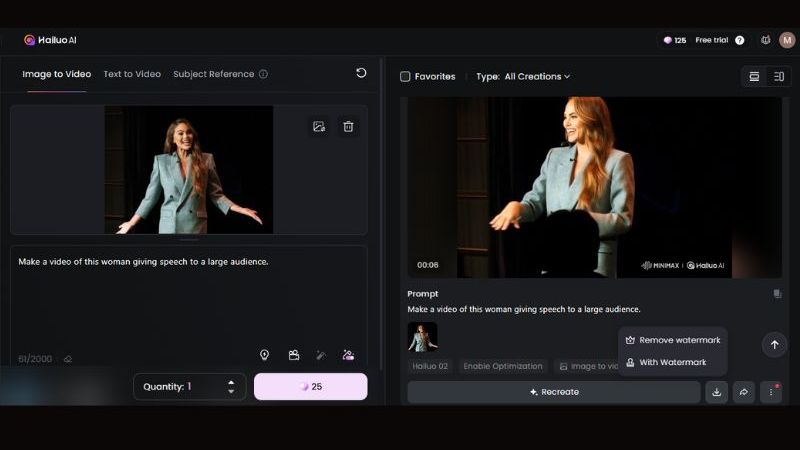 Chuyển ảnh tĩnh thành cảnh video động trong Hailuo Ai